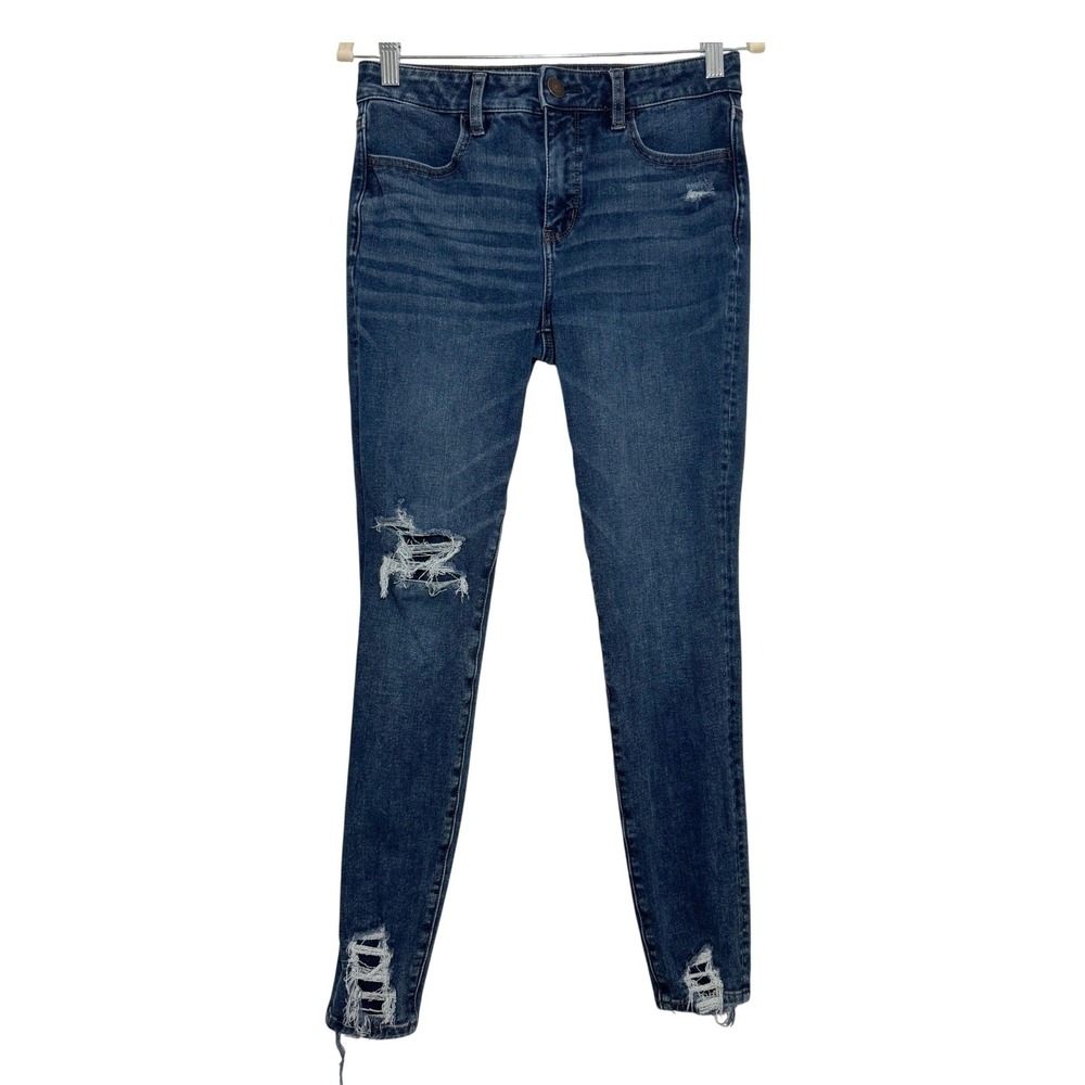 American Eagle The Dream Jean Hi-Rise Jegging Blue Distressed Skinny Jeans‎ 6